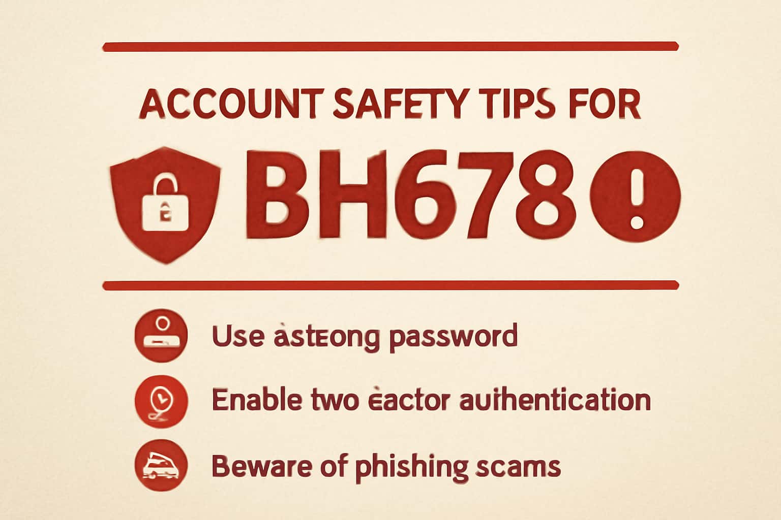 An informational scene illustrating Account Safety Tips for BH678.