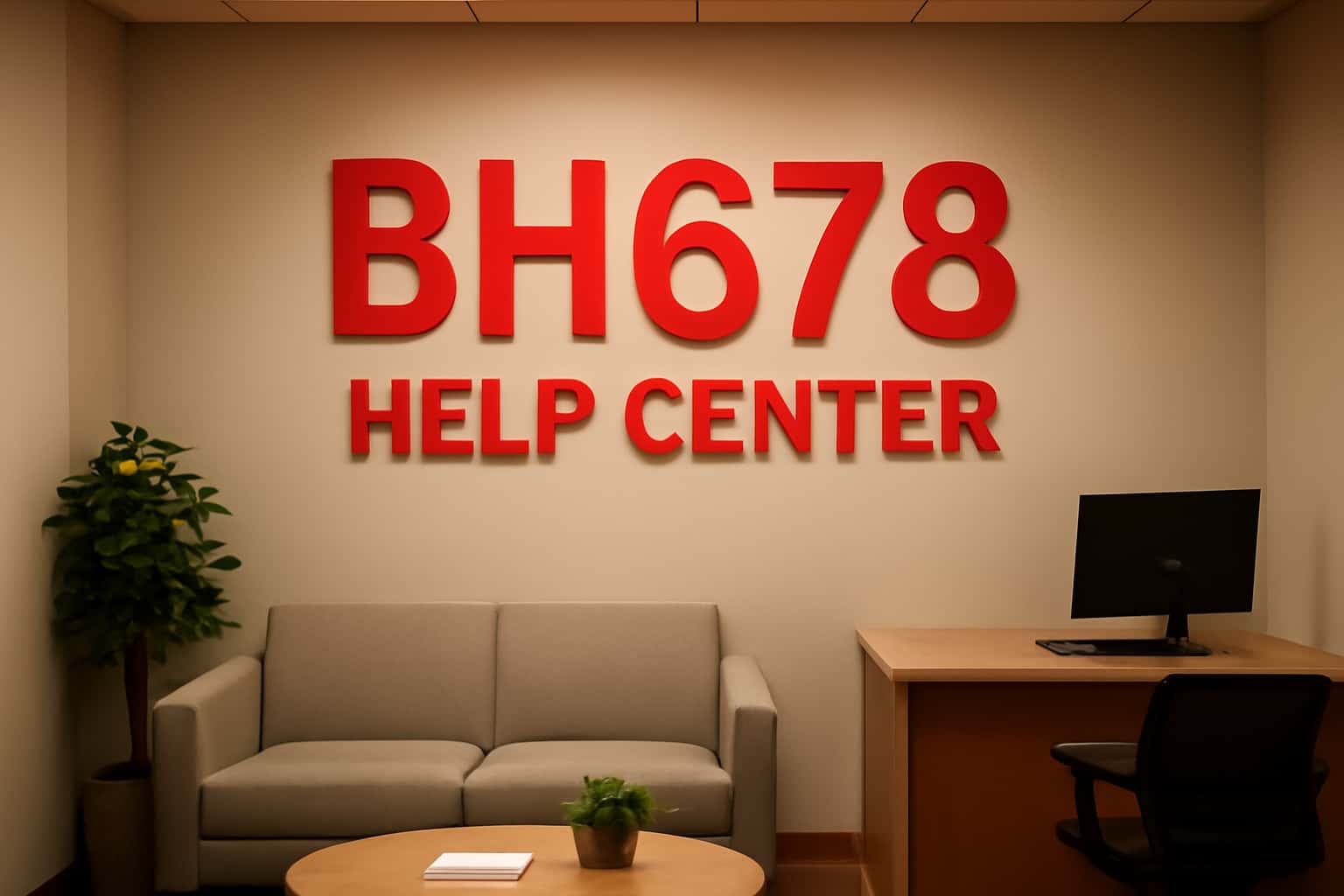 An informative scene illustrating the BH678 Help Center with clear text.